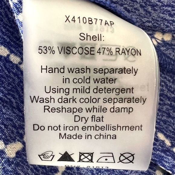 Plenty by Tracy Reese Blue Pinwheel Print Faux Wrap Asymmetrical Ruffle Dress S - Picture 9 of 10